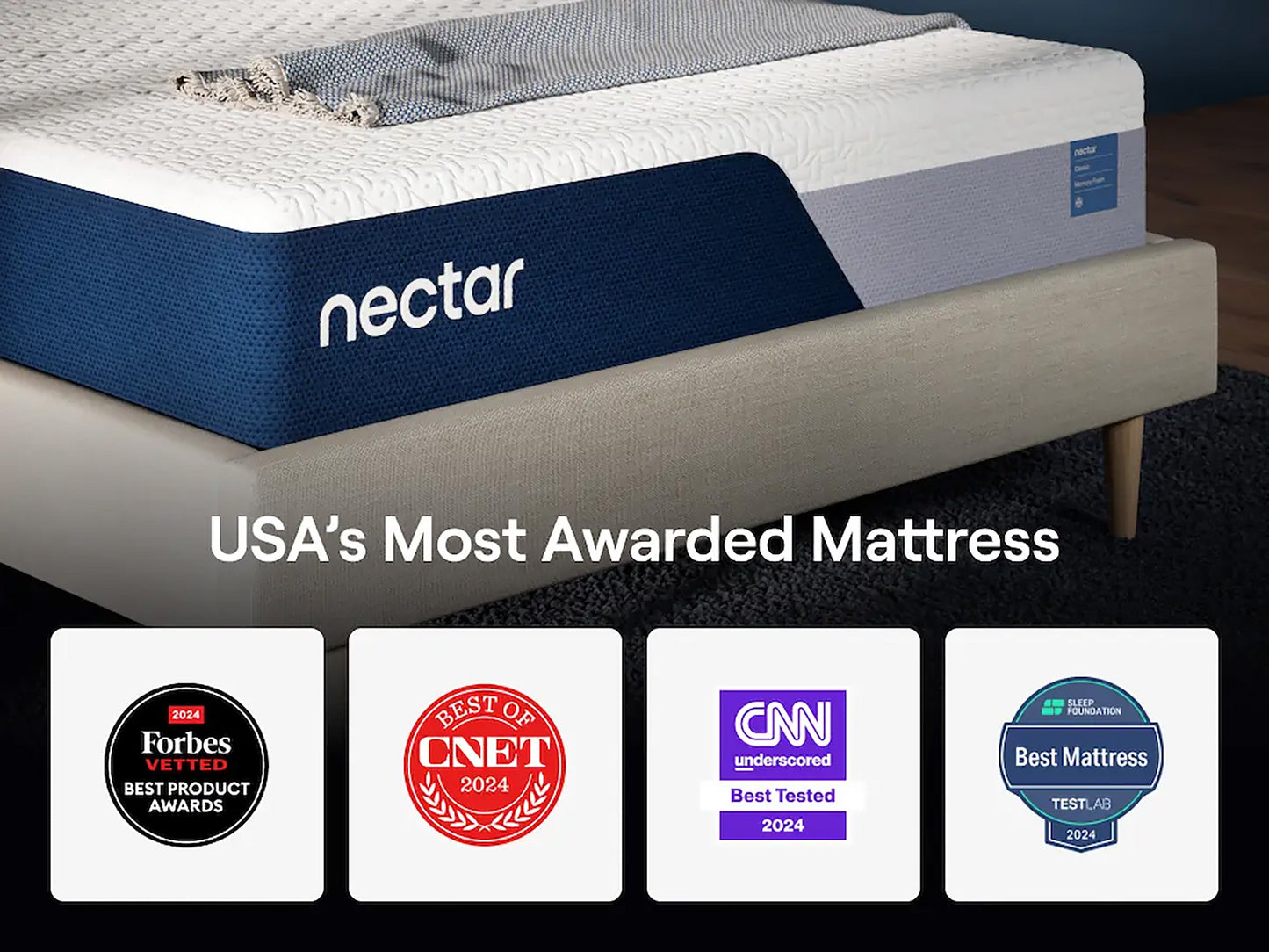 Nectar Classic 12” - Medium Firm - Contouring Memory Foam - Cooling Top Layer - Support & Pressure-Relief